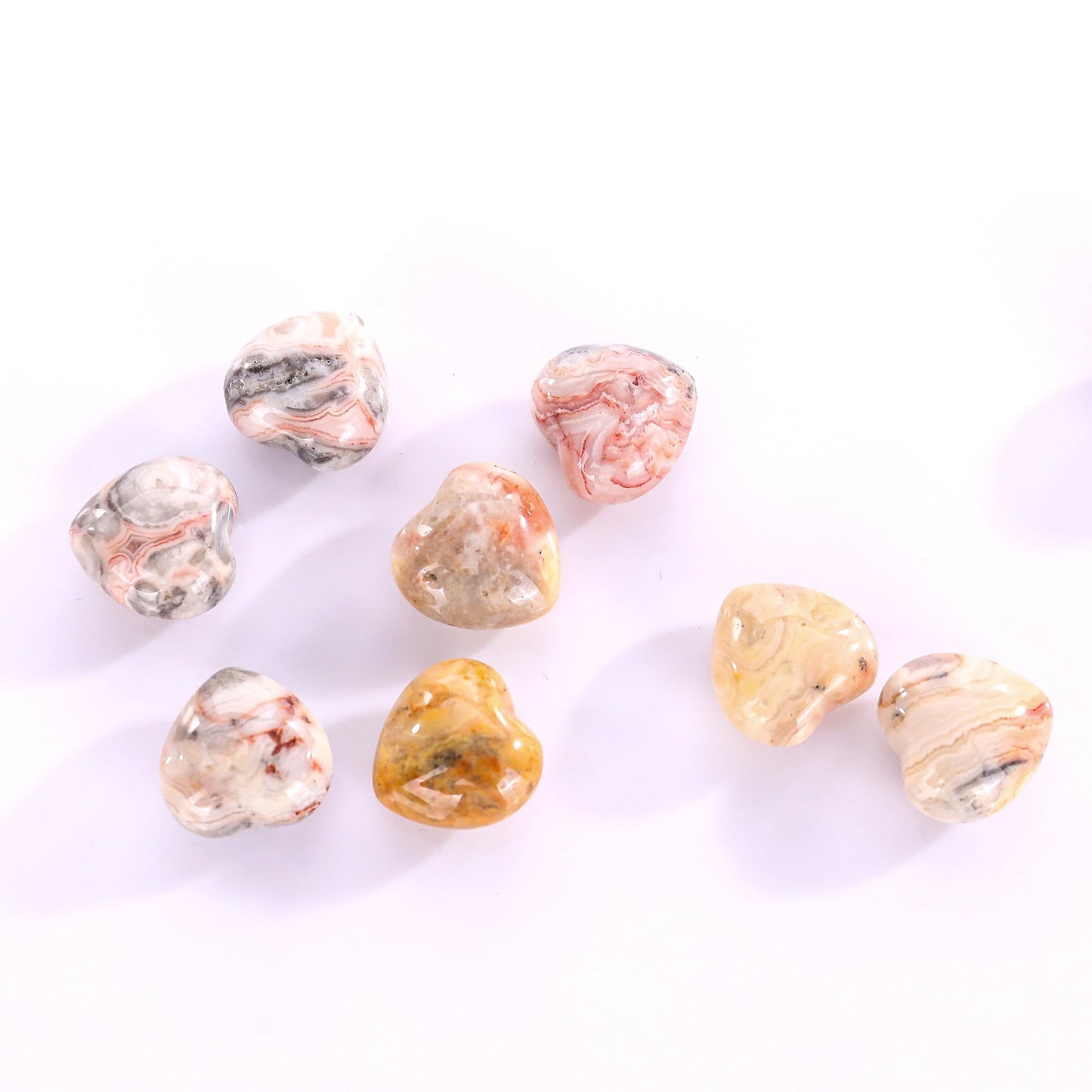 Nicedony Natural Crazy Agate Hand Carved Crystal Heart - 30mm(1kg)