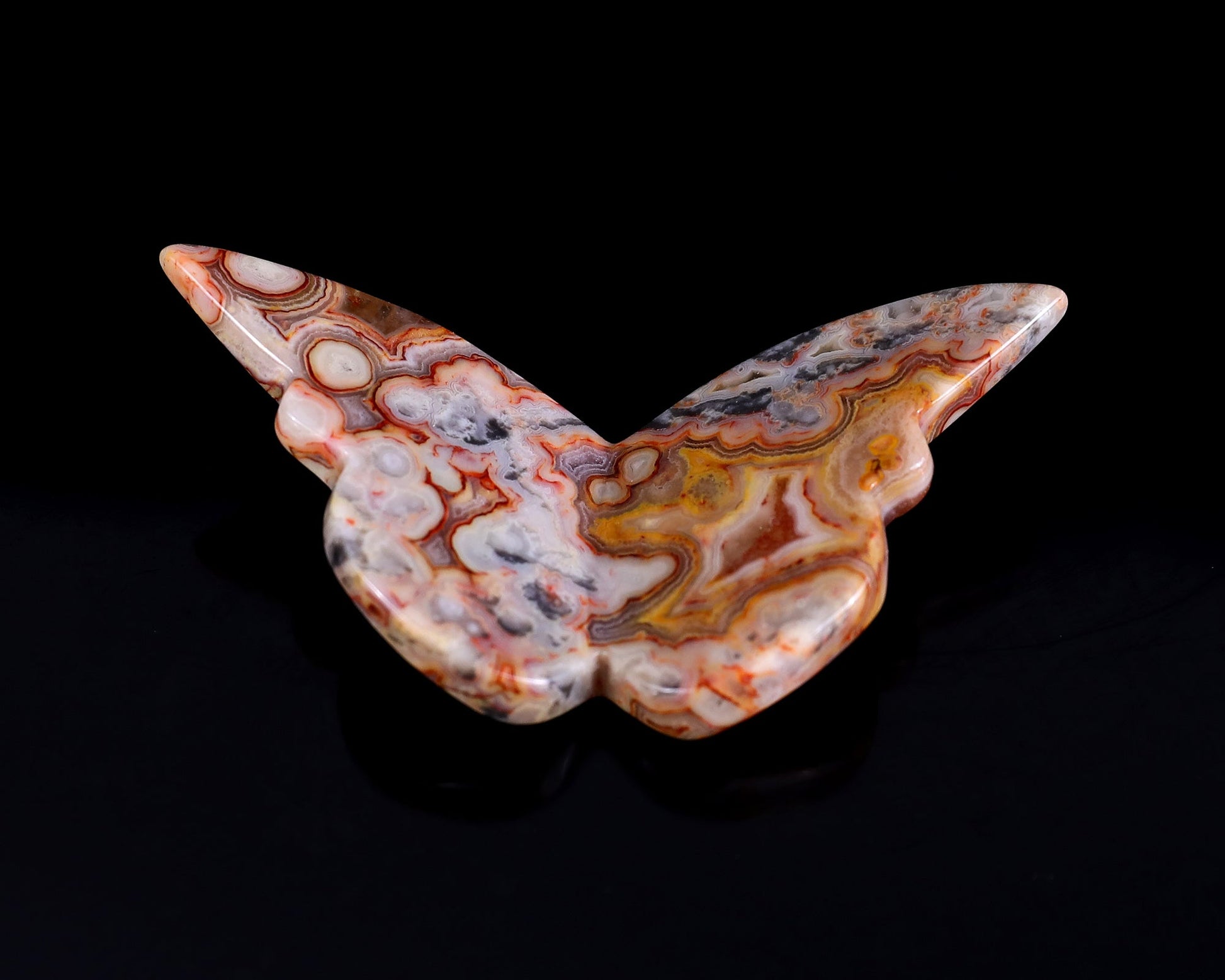 Nicedony Crazy Lace Agate Hand Carved Crystal Butterfly Set (4pcs) - 78*40*7mm