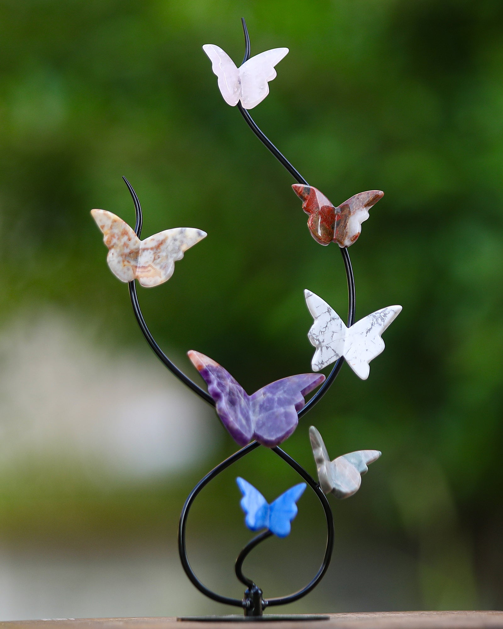Nicedony Natural Crystal Colorful Butterfly with Black Metal Stand - View 2