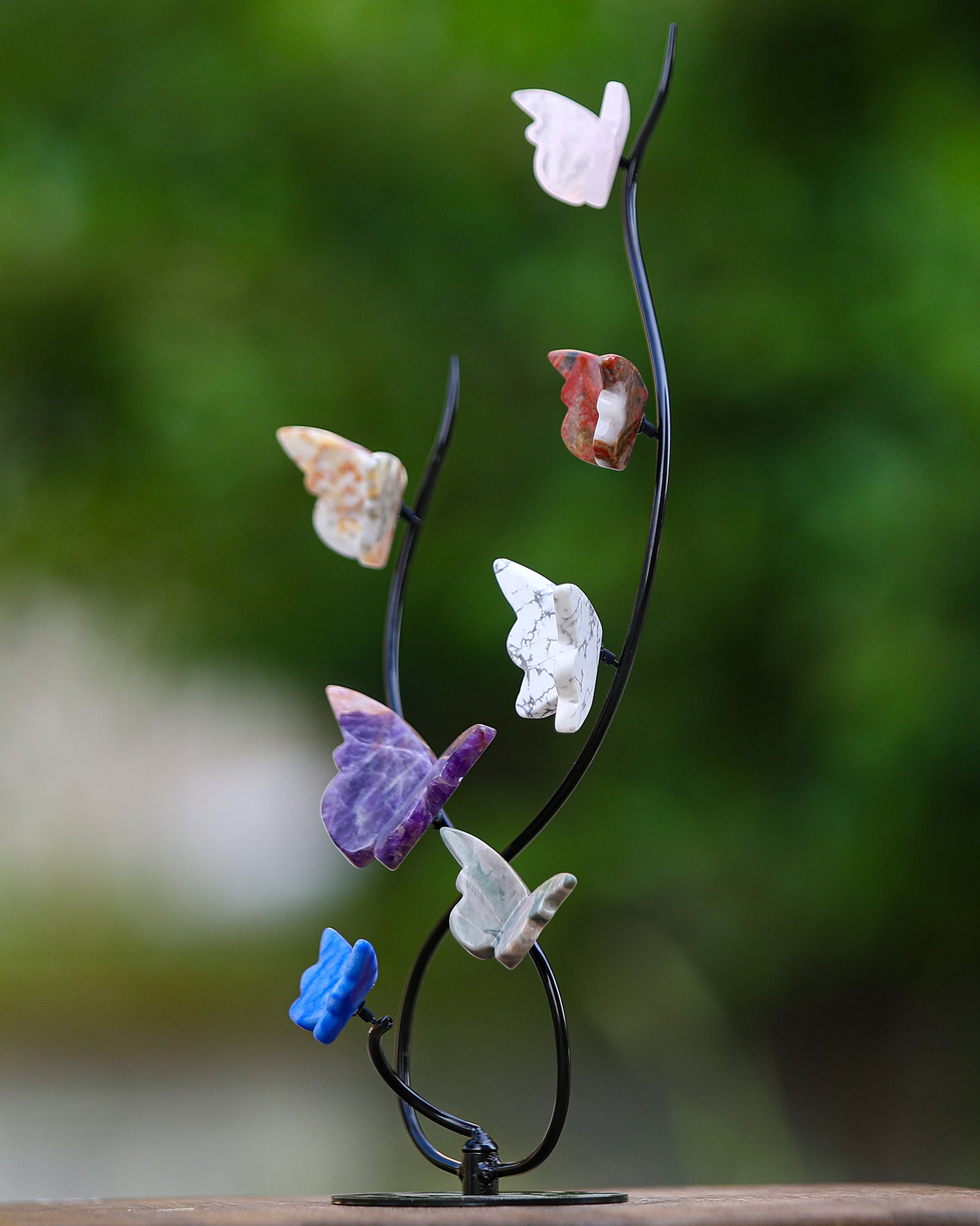 Nicedony Natural Crystal Colorful Butterfly with Black Metal Stand - View 5