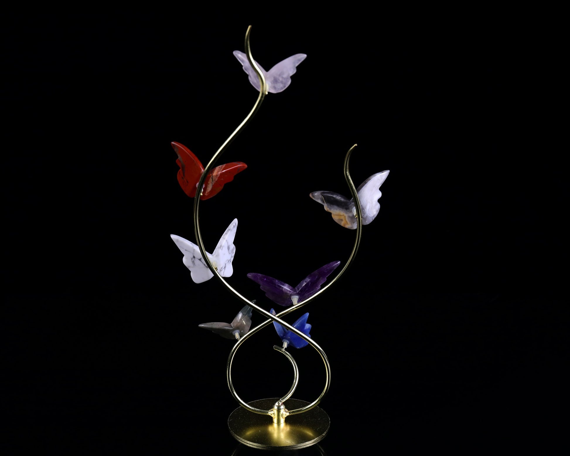 Nicedony Natural Crystal Colorful Butterfly with Golden Metal Stand - View 3