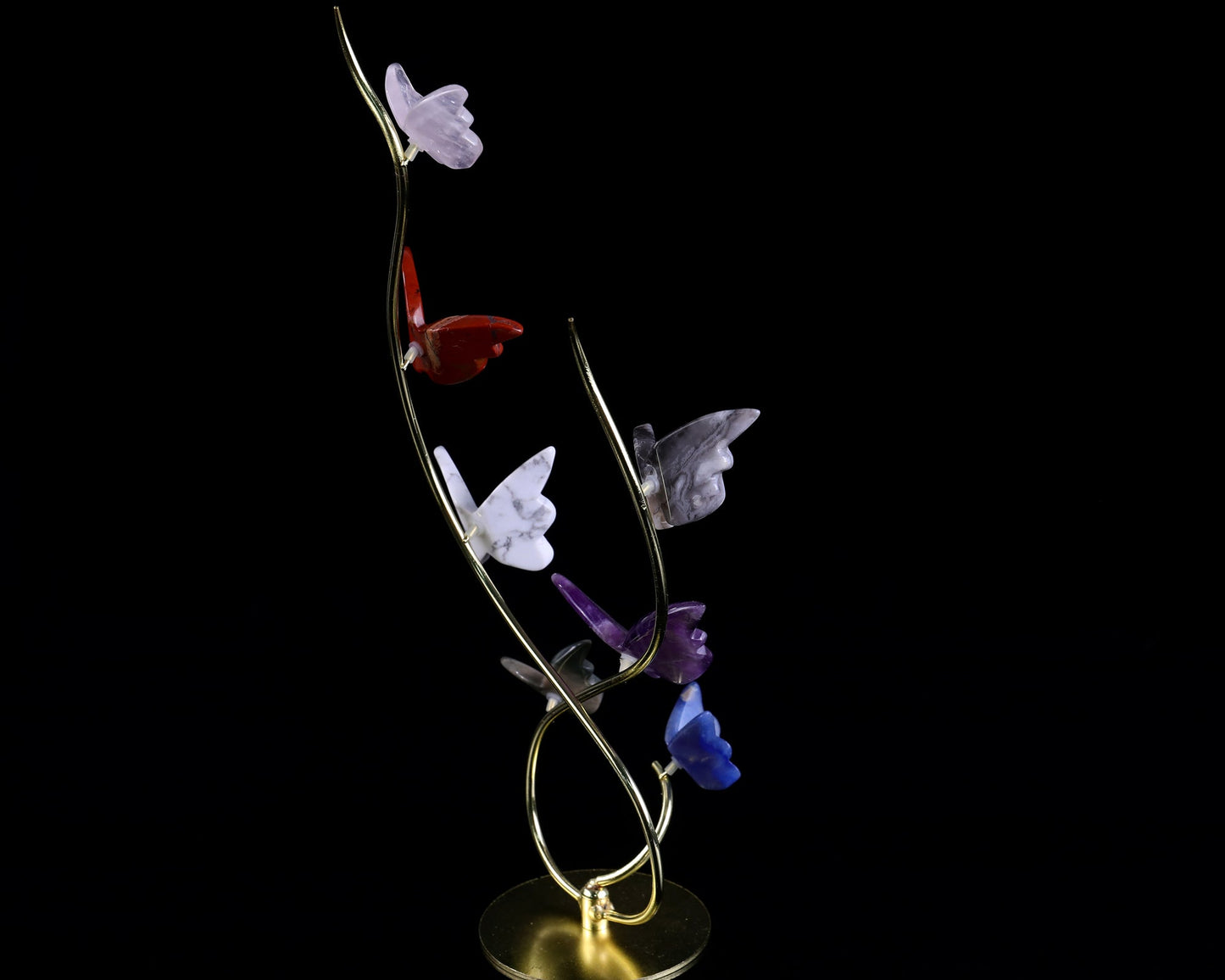 Nicedony Natural Crystal Colorful Butterfly with Golden Metal Stand - View 4