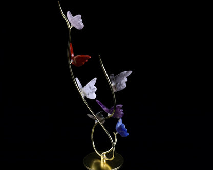 Nicedony Natural Crystal Colorful Butterfly with Golden Metal Stand - View 4