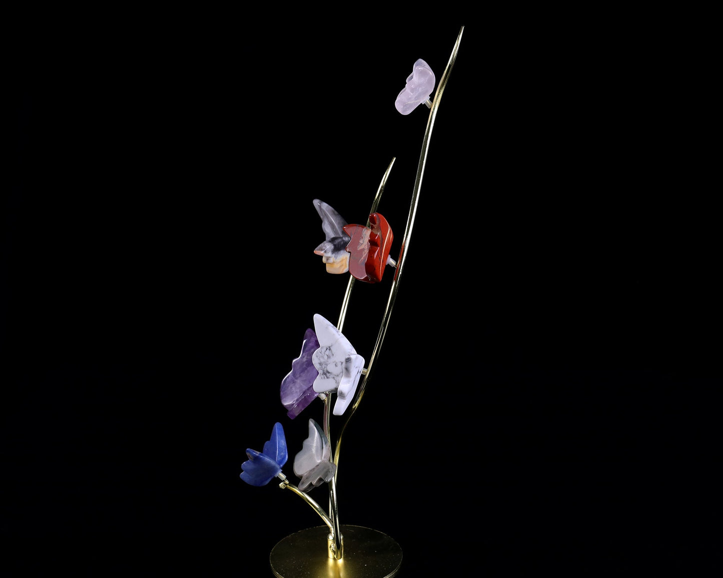 Nicedony Natural Crystal Colorful Butterfly with Golden Metal Stand - View 2