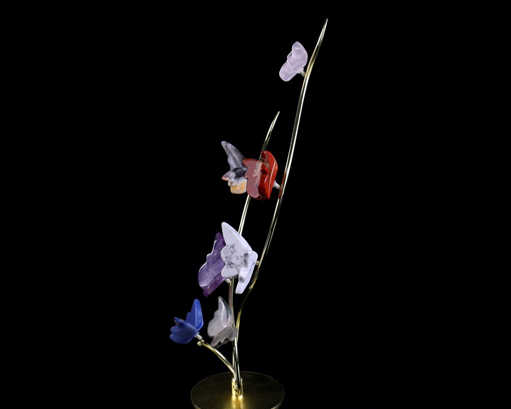 Nicedony Natural Crystal Colorful Butterfly with Golden Metal Stand - View 2