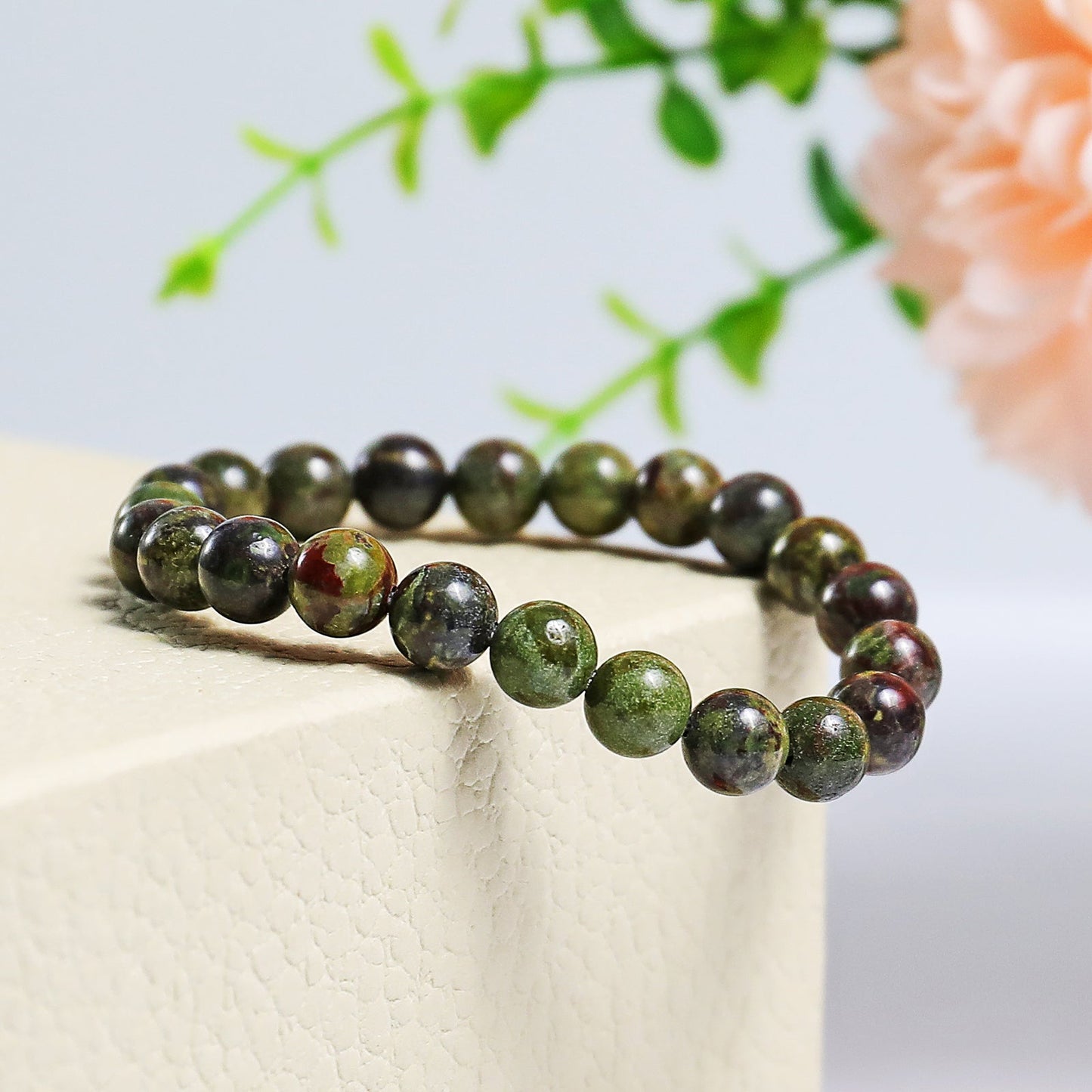 Nicedony Natural Dragon Blood Jasper Healing Energy Bracelet - 4mm