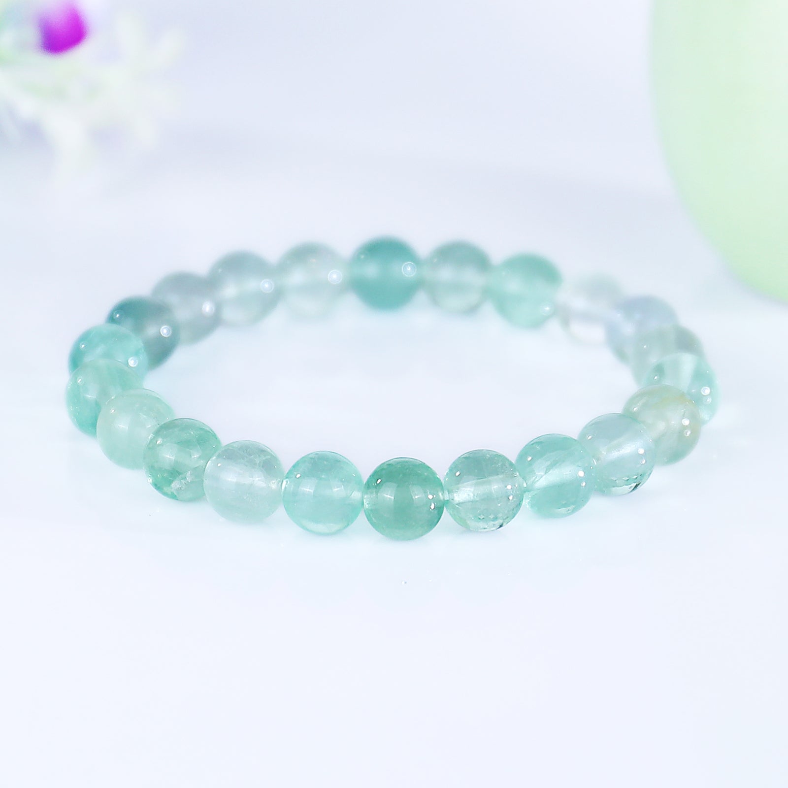 Nicedony Natural Fluorite Healing Energy Bracelet - 8mm