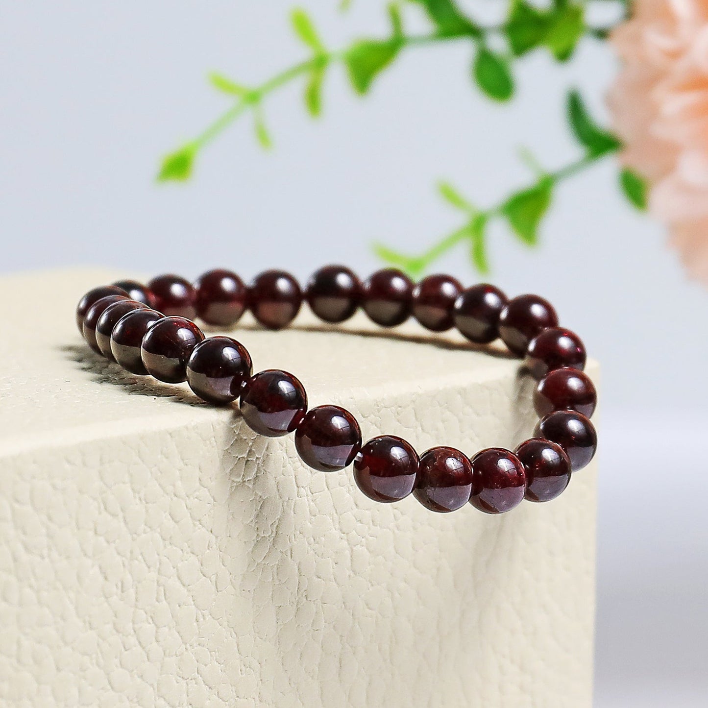 Nicedony Natural Garnet Healing Energy Bracelet - 4mm