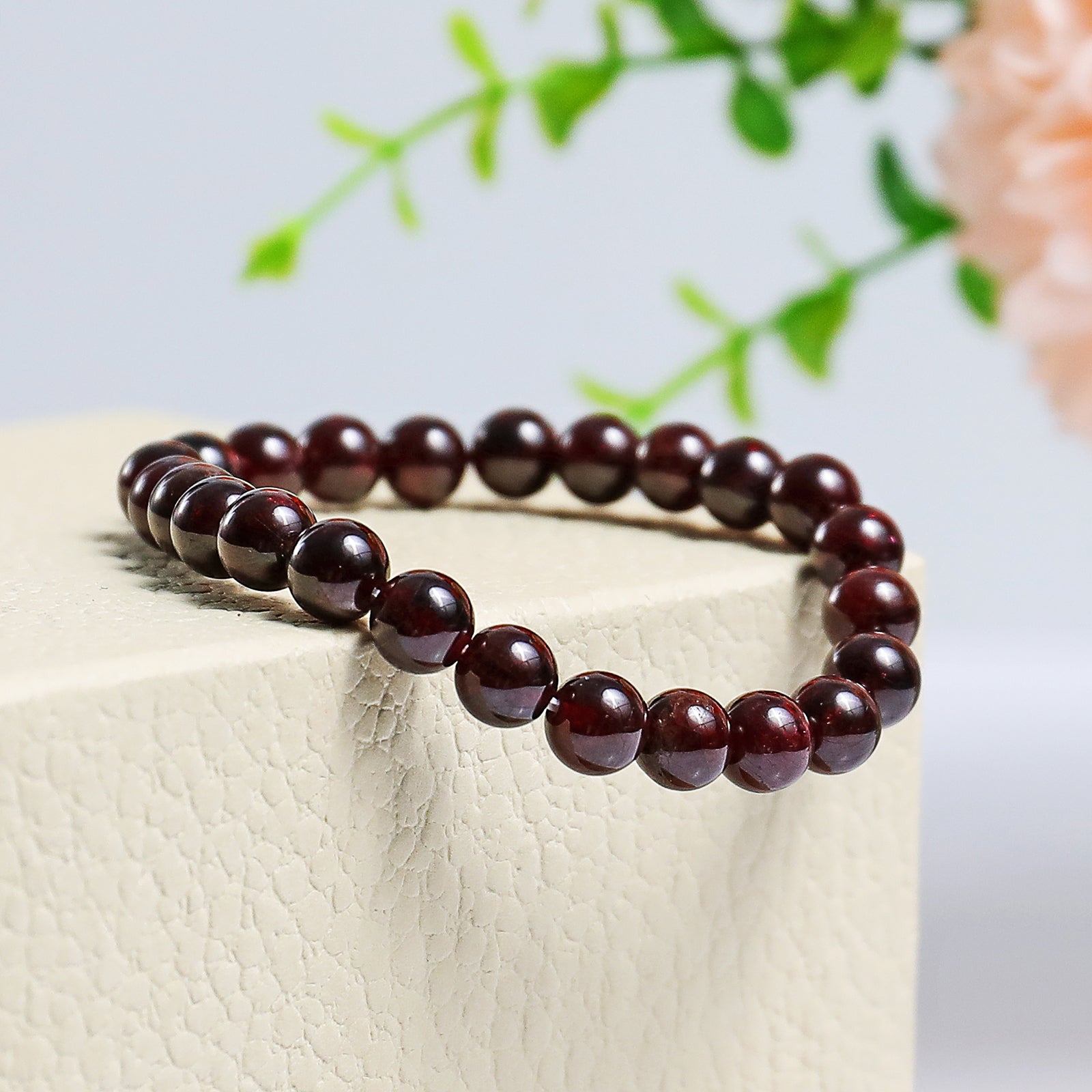 Nicedony Natural Garnet Healing Energy Bracelet - 4mm