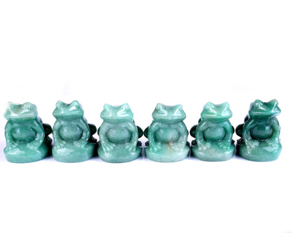 Nicedony Natural Green Aventurine Hand Carved Crystal Frog Sculpture - 3.3"