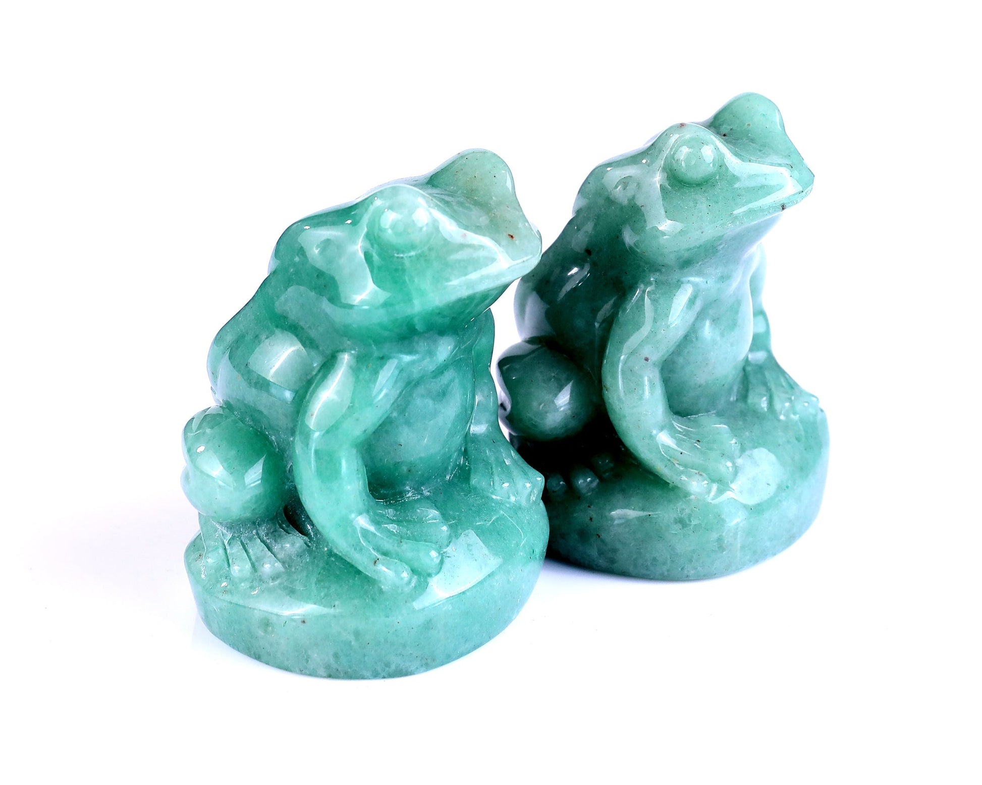 Nicedony Natural Green Aventurine Hand Carved Crystal Frog Sculpture - 2.2"