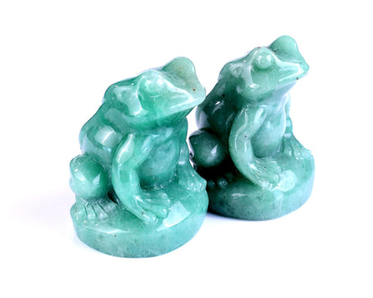Nicedony Natural Green Aventurine Hand Carved Crystal Frog Sculpture - 2.2"