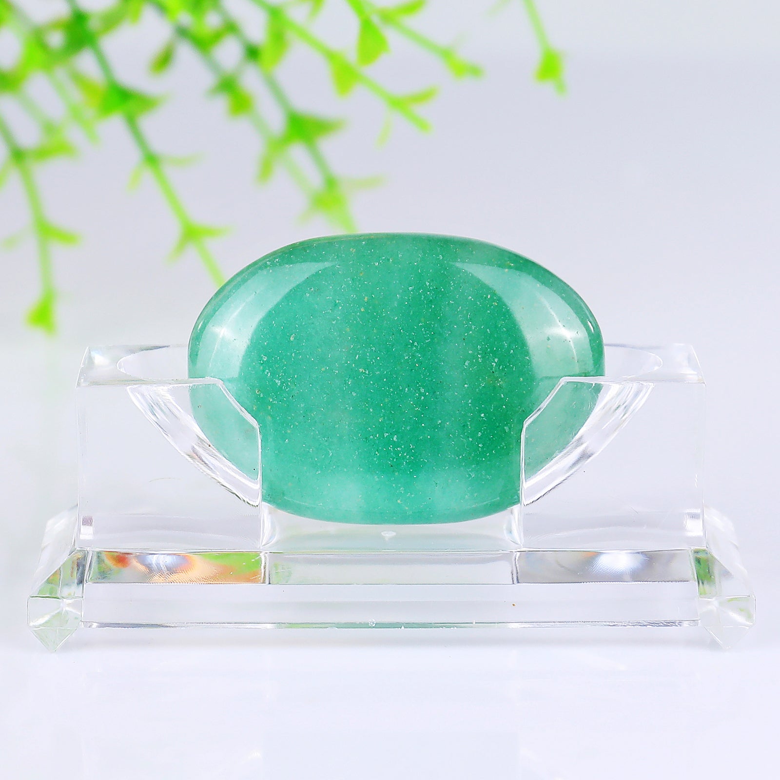Nicedony Natural Green Aventurine Hand Carved Crystal Polished Palm Stone - View 2