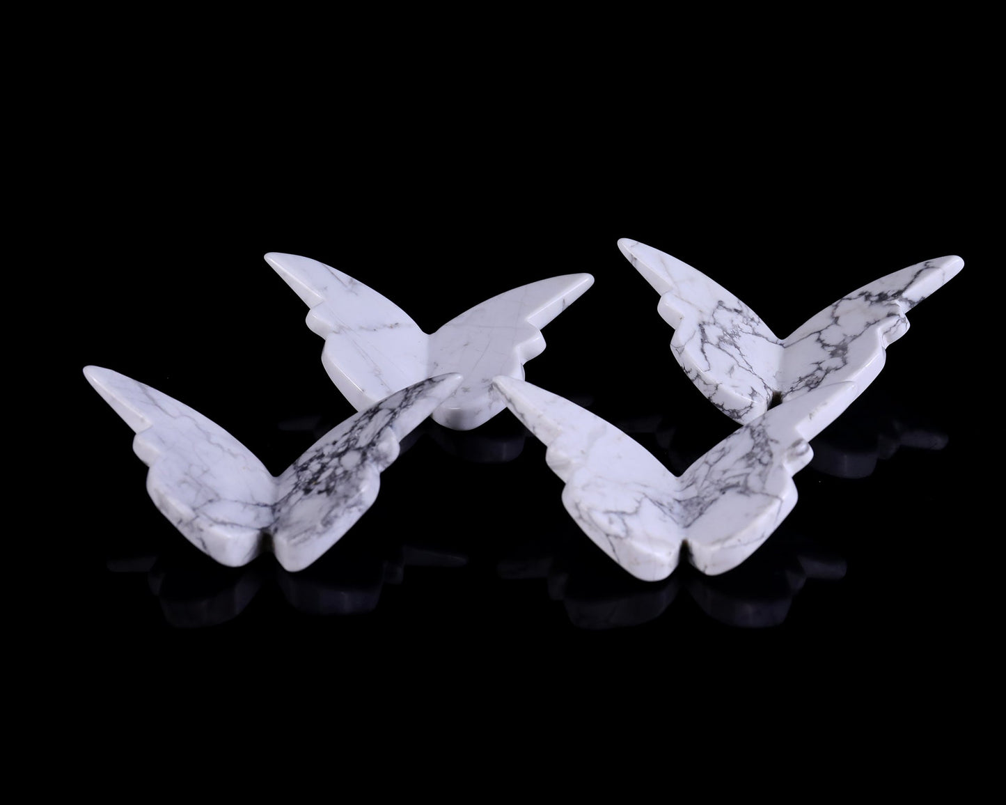 Nicedony Natural Howlite Hand Carved Crystal Butterfly Set (4pcs) - 58*30*5mm