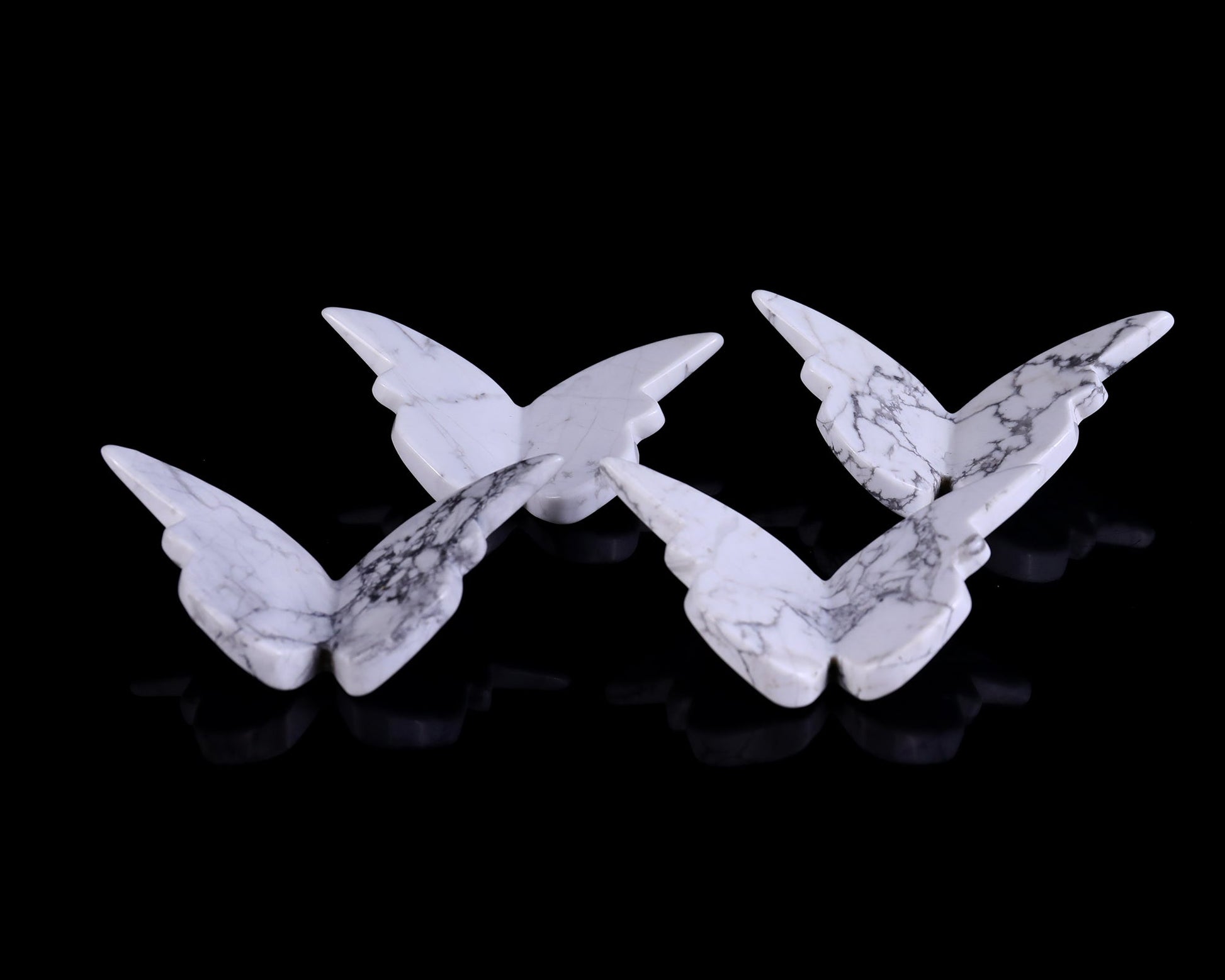 Nicedony Natural Howlite Hand Carved Crystal Butterfly Set (4pcs) - 58*30*5mm