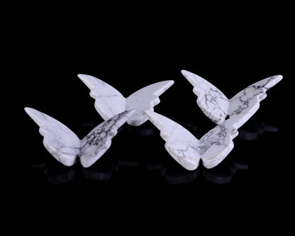Nicedony Natural Howlite Hand Carved Crystal Butterfly Set (4pcs) - 58*30*5mm