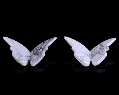 Nicedony Natural Howlite Hand Carved Crystal Butterfly Set (4pcs) - 78*40*7mm