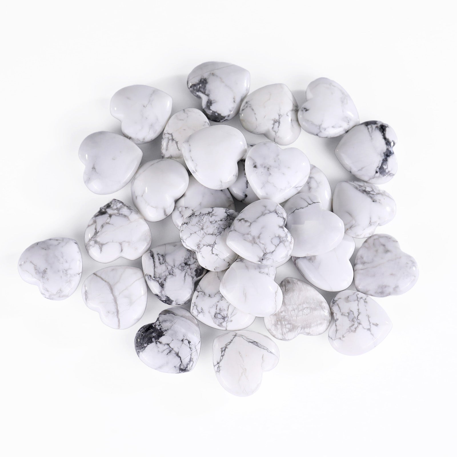 Nicedony Natural Howlite Hand Carved Crystal Heart - 15mm(1kg)