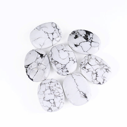 Nicedony Natural Howlite Hand Carved Crystal Polished Palm Stone