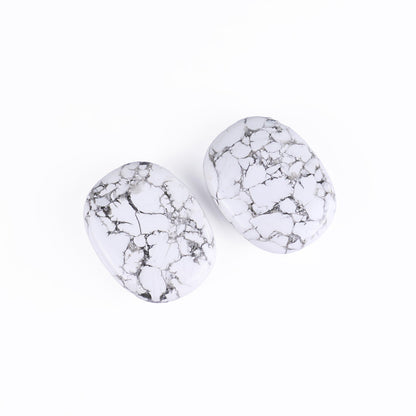 Nicedony Natural Howlite Hand Carved Crystal Polished Palm Stone - View 4