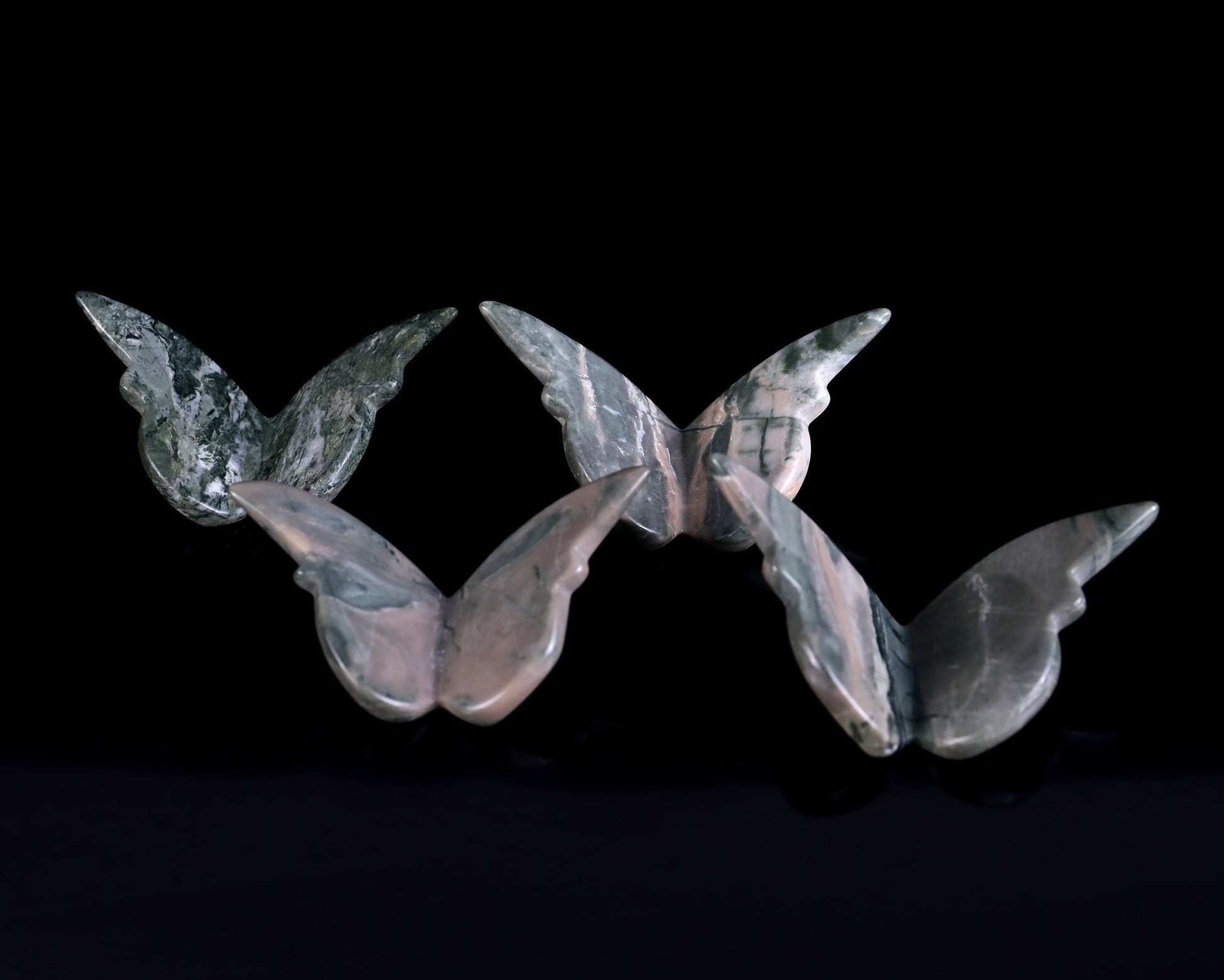 Nicedony Jiulong Jade Hand Carved Crystal Butterfly Set (4pcs) - 58*30*5mm