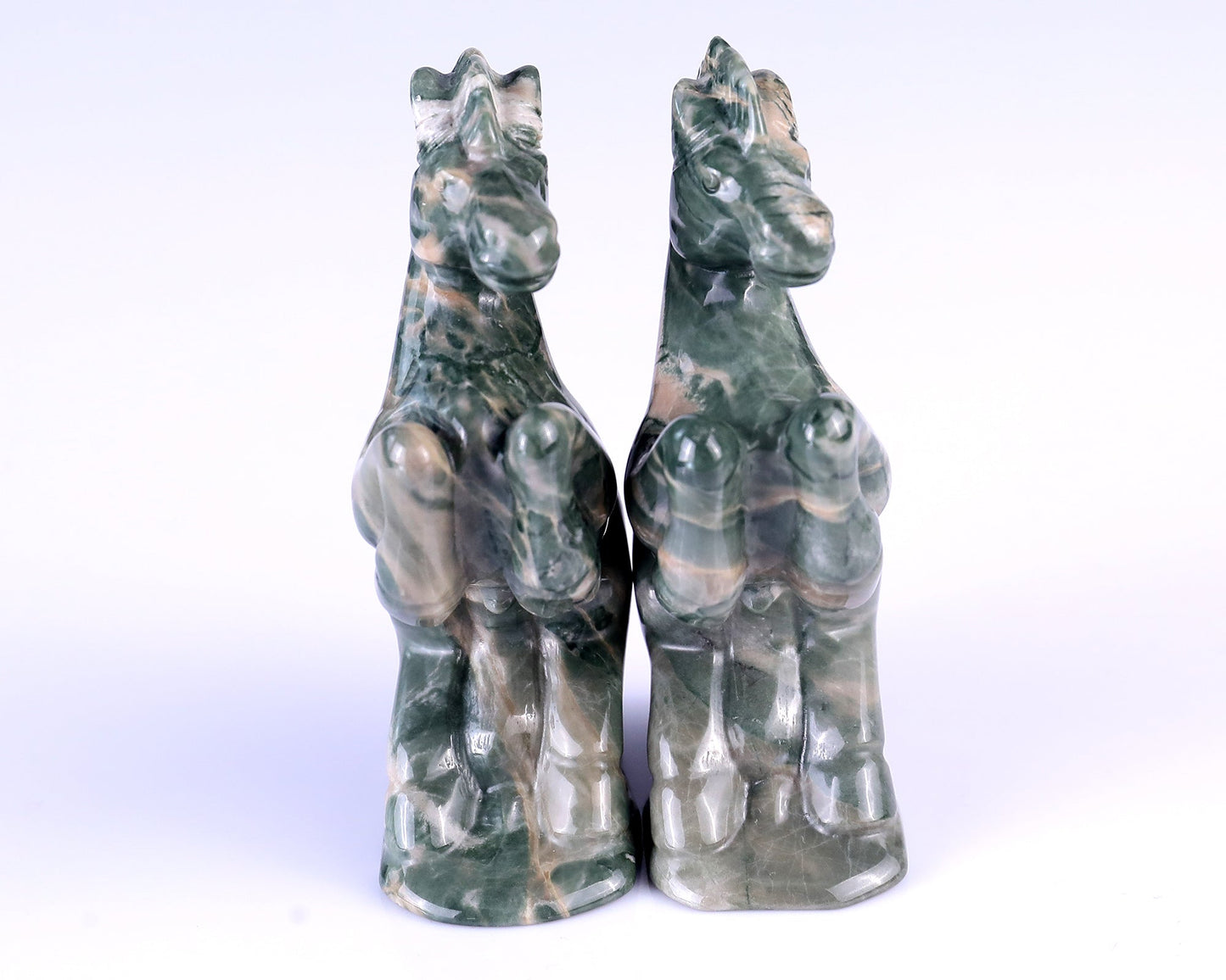 Nicedony Natural Jiulong Jade Hand Carved Crystal Horse Sculpture - 3.9"