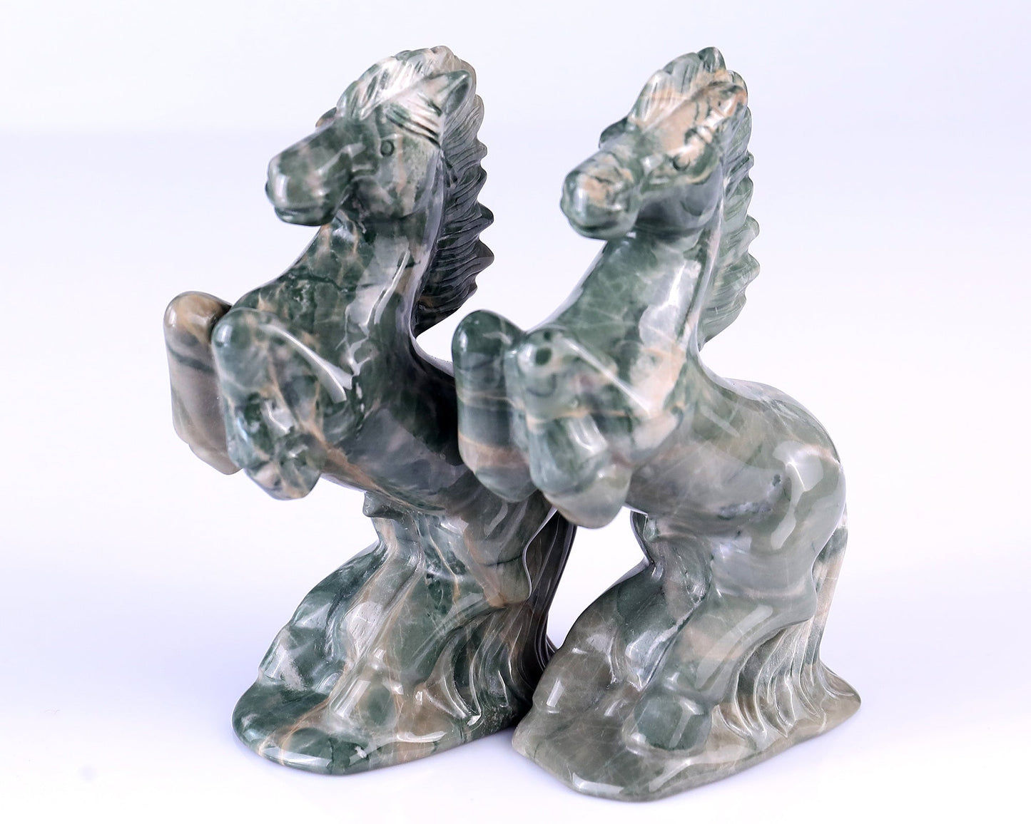 Nicedony Natural Jiulong Jade Hand Carved Crystal Horse Sculpture - 3.0"