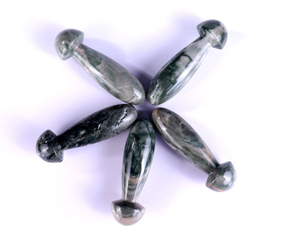 Nicedony Natural Jiulong Jade Hand Carved Crystal Massage Tool - 3.9"