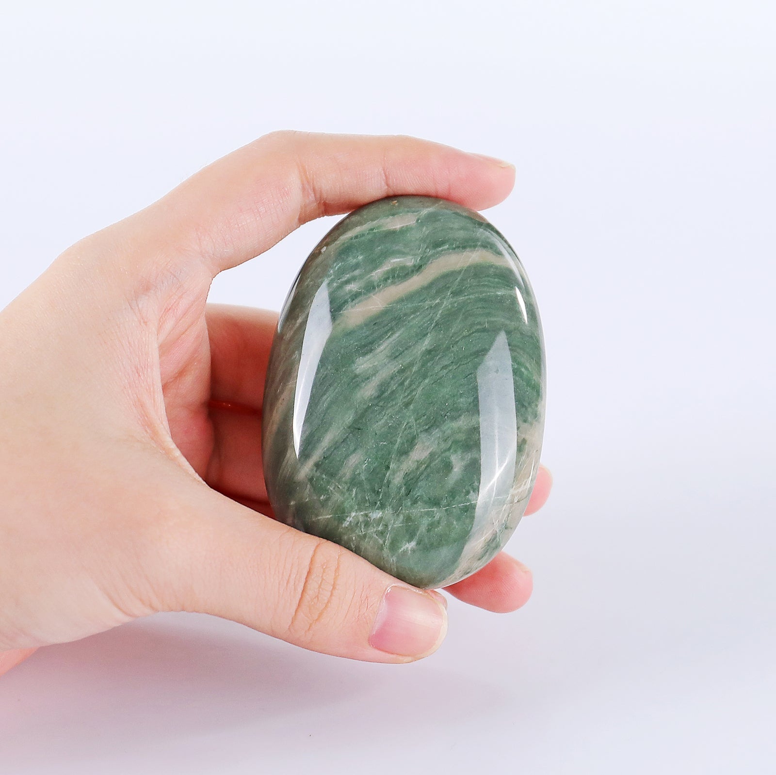 Nicedony Natural Jiulong Jade Hand Carved Crystal Polished Palm Stone - View 2