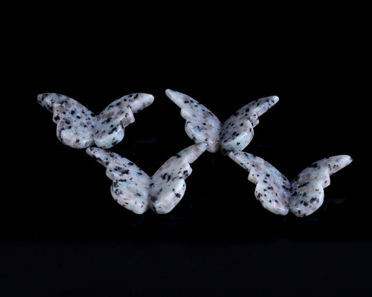 Nicedony Natural Kiwi Jasper Hand Carved Crystal Butterfly Set (4pcs) - 58*30*5mm
