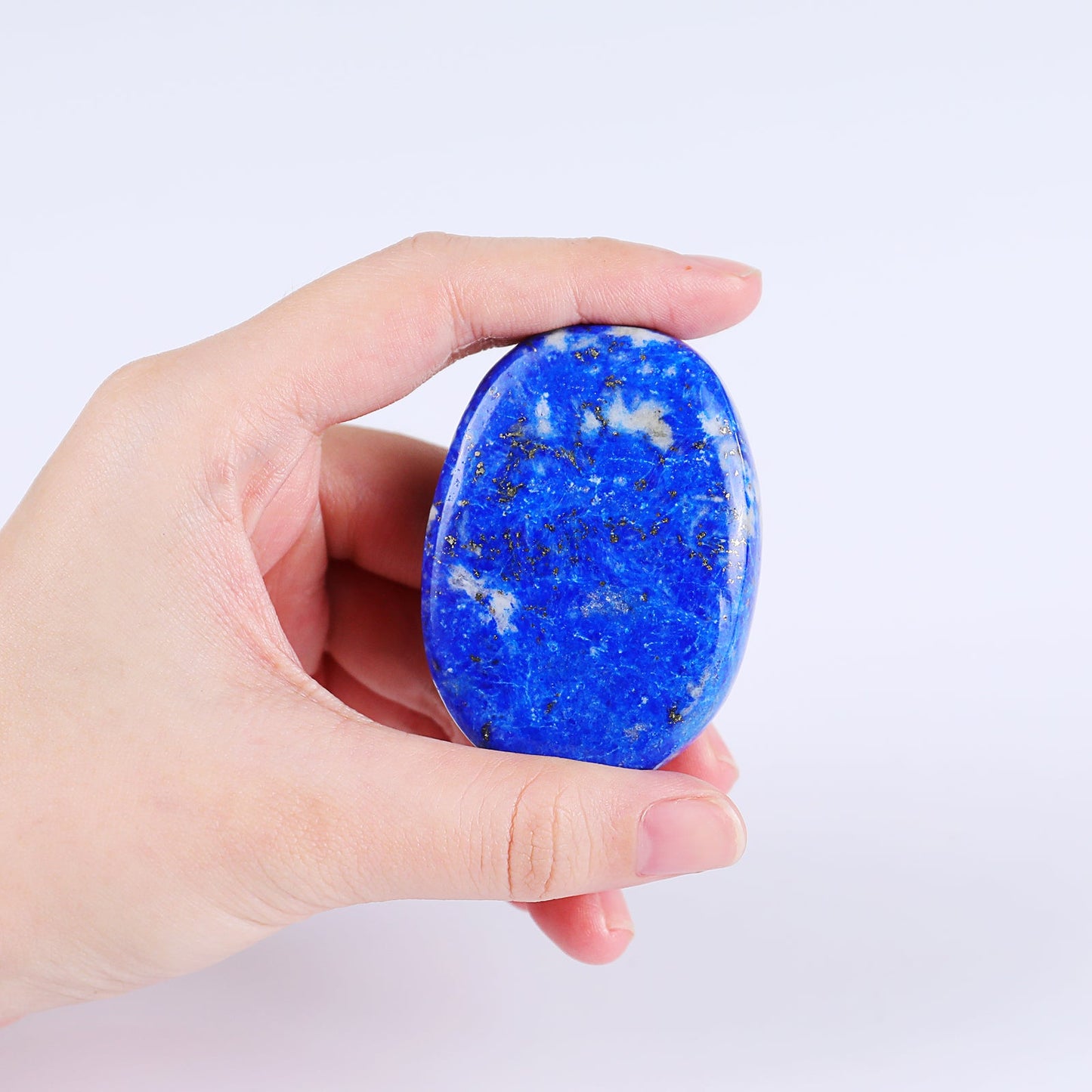 Nicedony Natural Lazuli Lapis Hand Carved Crystal Polished Palm Stone - View 5