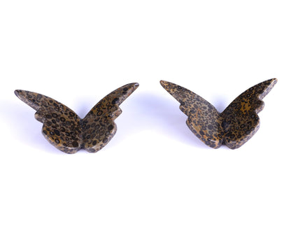 Nicedony Leopard Skin Jasper Hand Carved Crystal Butterfly Set (4pcs) - 78*40*7mm