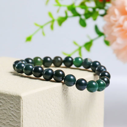 Nicedony Natural Moss Agate Healing Energy Bracelet - 4mm