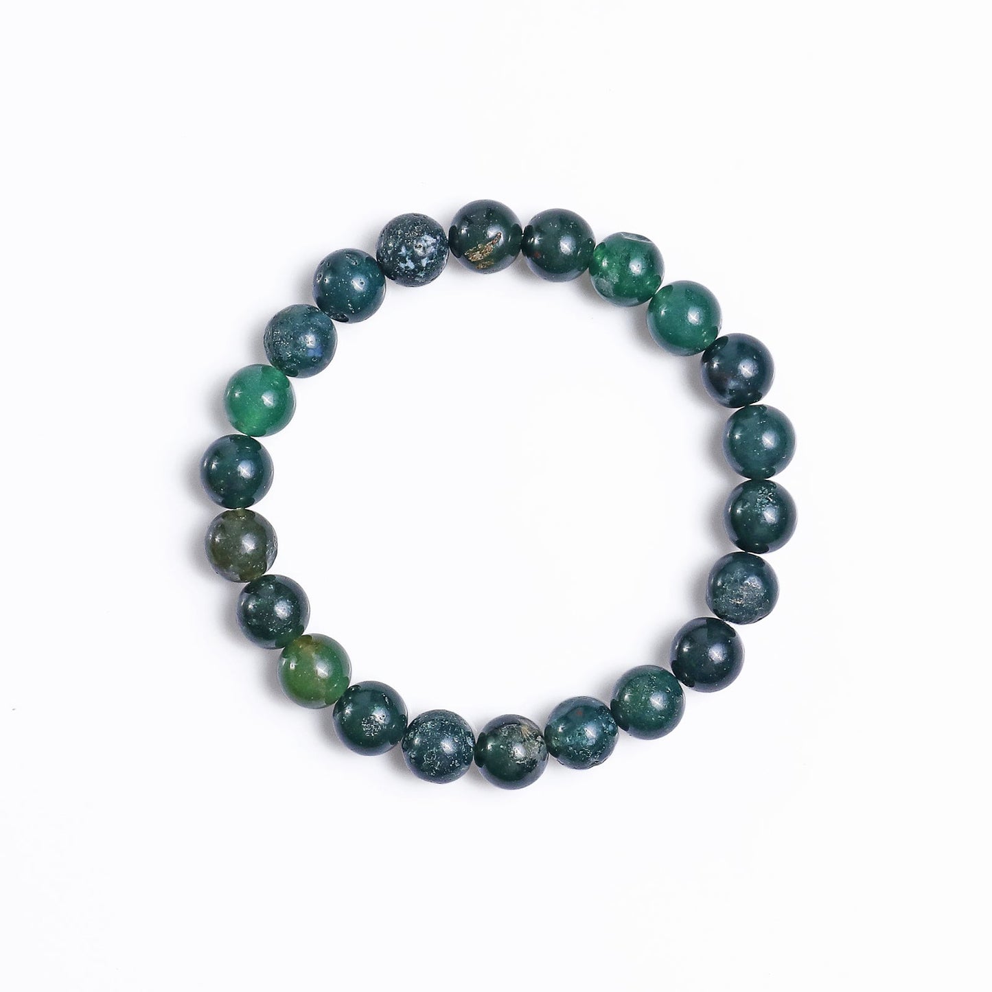Nicedony Natural Moss Agate Healing Energy Bracelet - 8mm