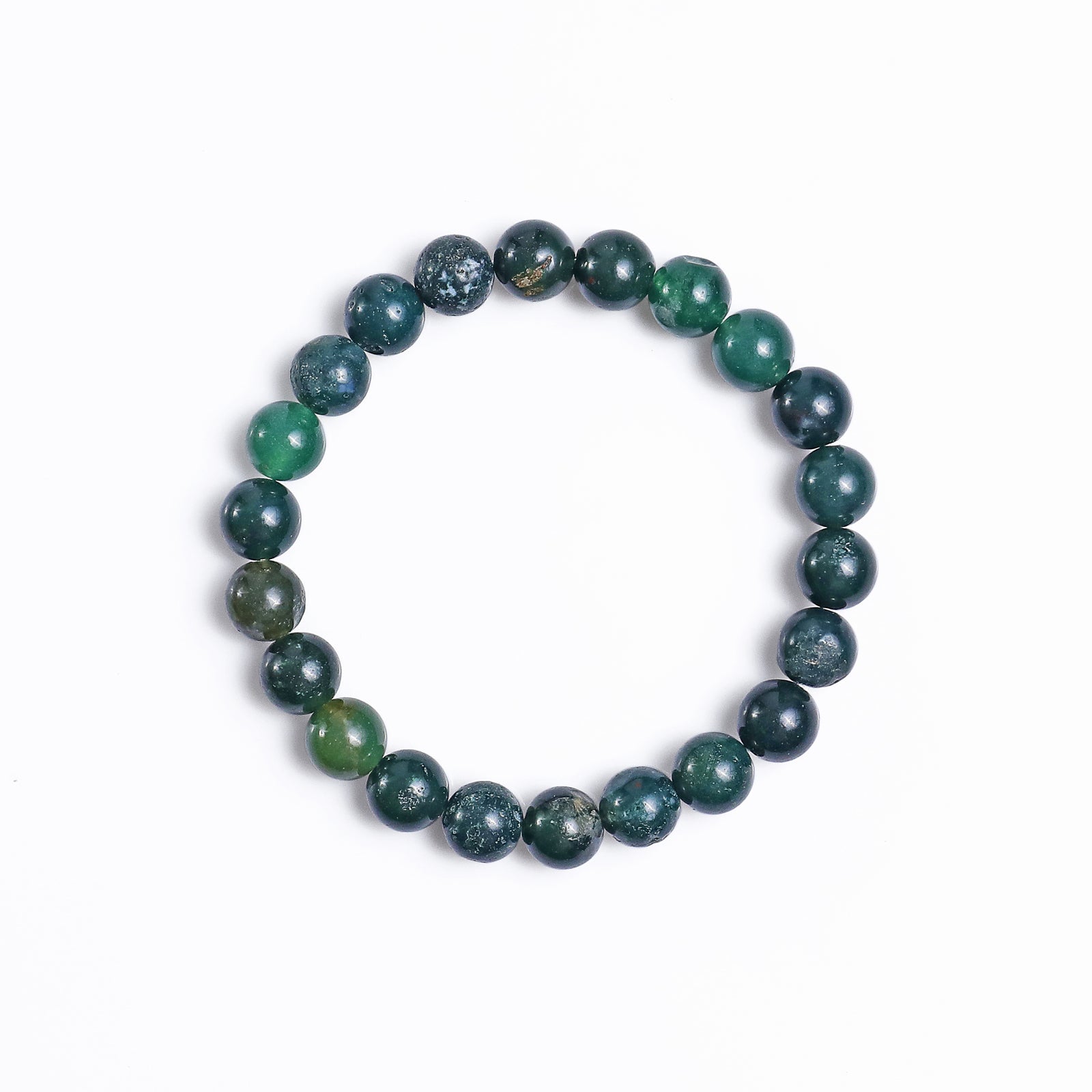 Nicedony Natural Moss Agate Healing Energy Bracelet - 8mm
