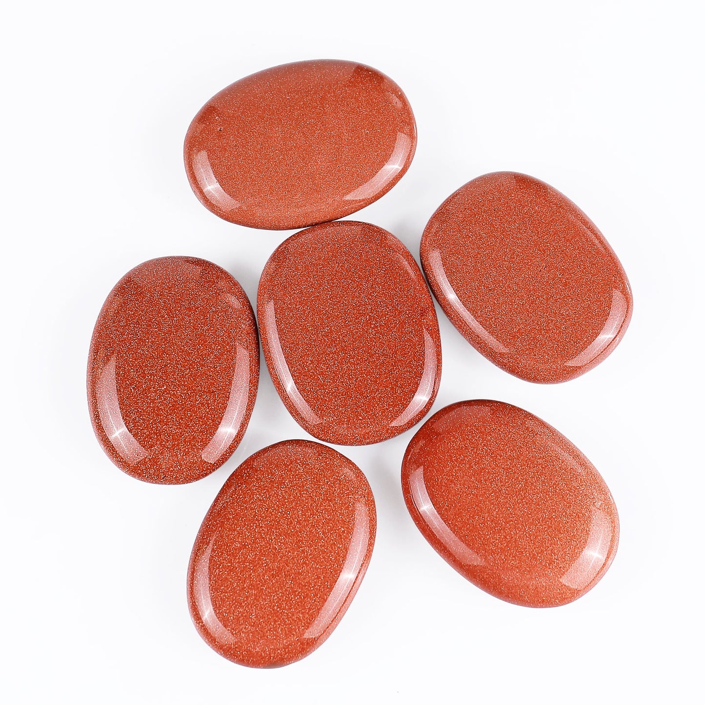 Nicedony Natural Red Gold Stone Hand Carved Crystal Polished Palm Stone