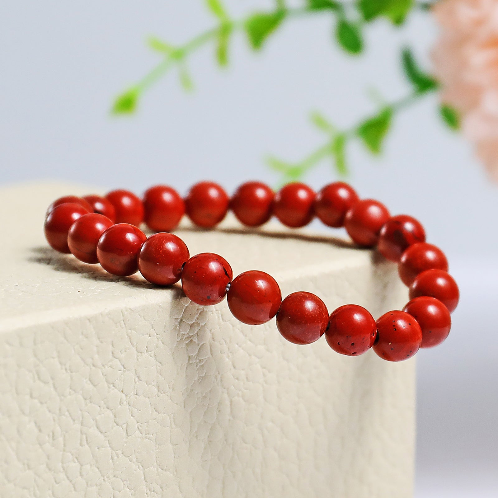 Nicedony Natural Red Jasper Healing Energy Bracelet - 4mm