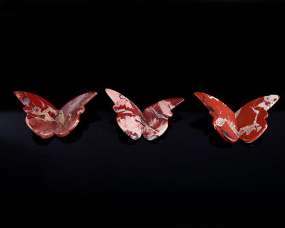 Nicedony Natural Red Jasper Hand Carved Crystal Butterfly Set (4pcs) - 58*30*5mm