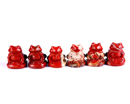 Nicedony Natural Red Jasper Hand Carved Crystal Frog Sculpture - 3.3"