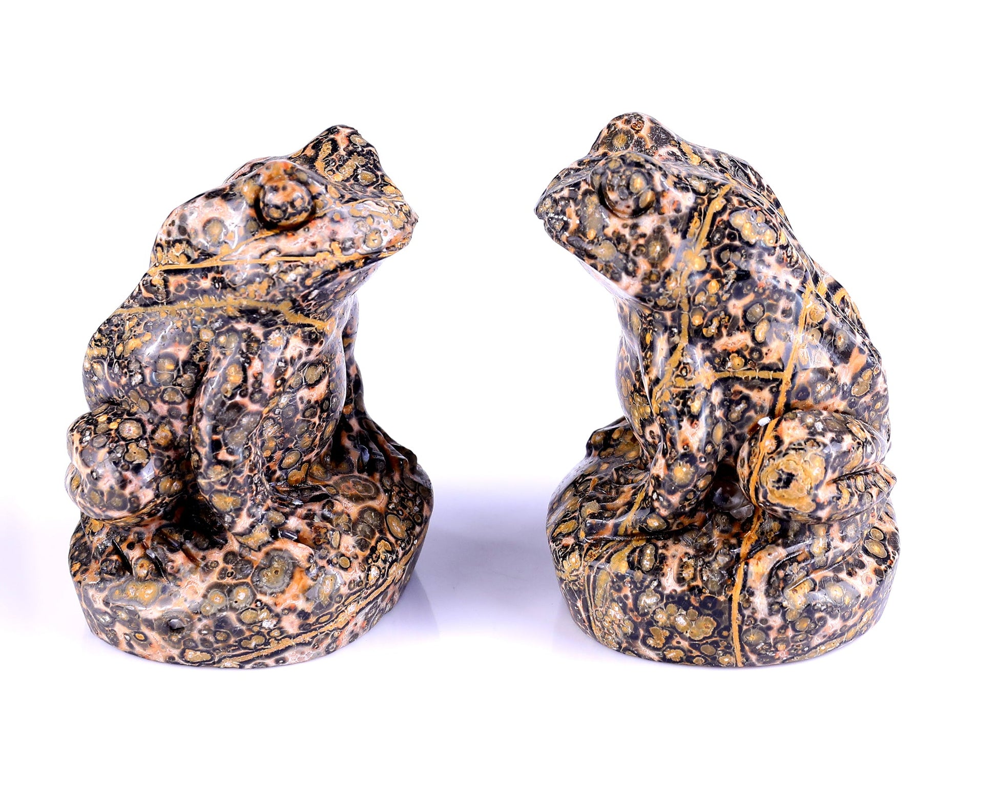 Nicedony Red Leopard Skin Jasper Hand Carved Crystal Frog Sculpture - View 4