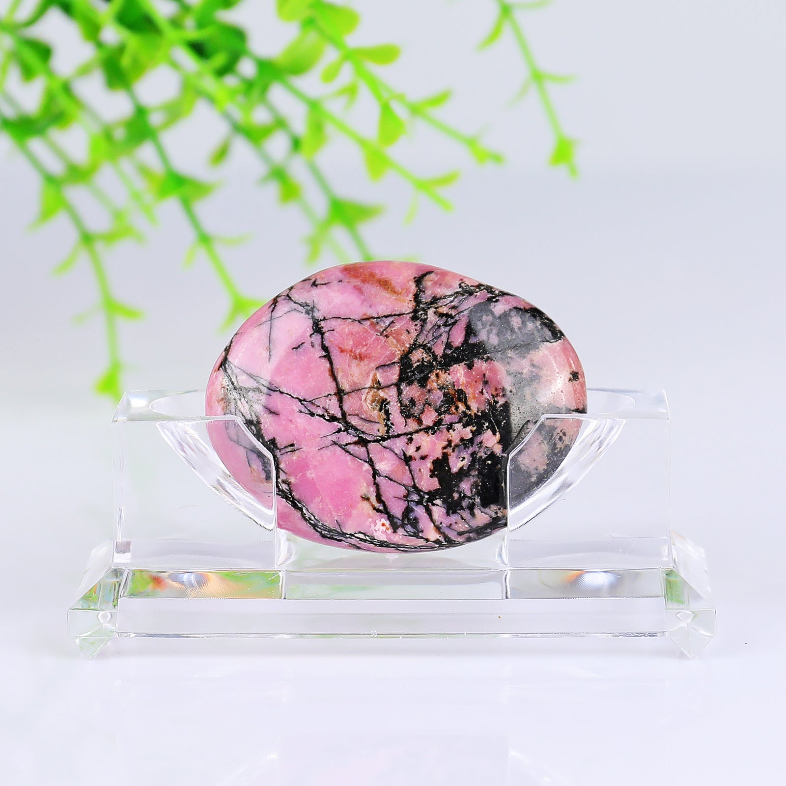 Nicedony Natural Rhodonite Hand Carved Crystal Polished Palm Stone - View 2