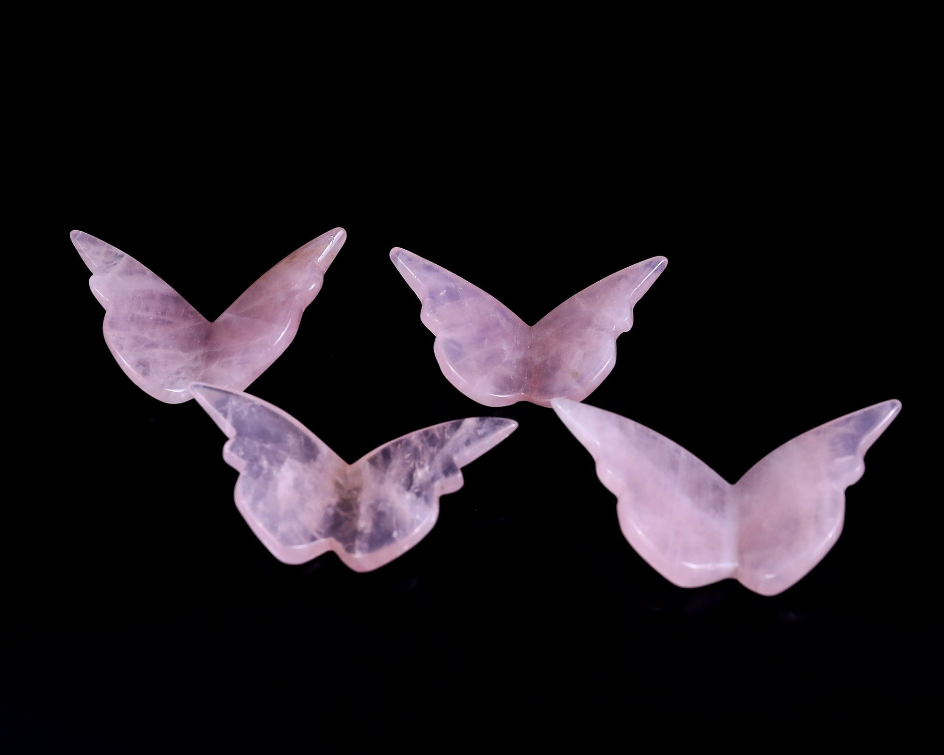 Nicedony Natural Rose Quartz Hand Carved Crystal Butterfly Set (4pcs) - 58*30*5mm