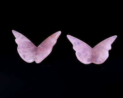 Nicedony Natural Rose Quartz Hand Carved Crystal Butterfly Set (4pcs) - 78*40*7mm