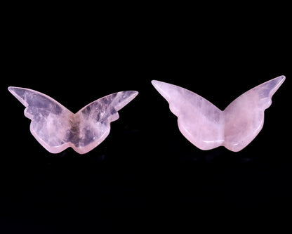 Nicedony Natural Rose Quartz Hand Carved Crystal Butterfly Set (4pcs) - View 5