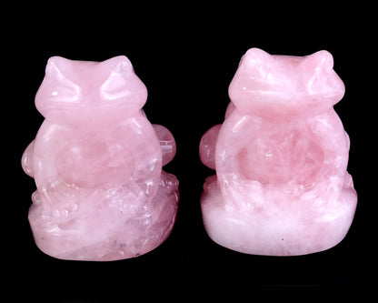 Nicedony Natural Rose Quartz Hand Carved Crystal Frog Sculpture - View 4