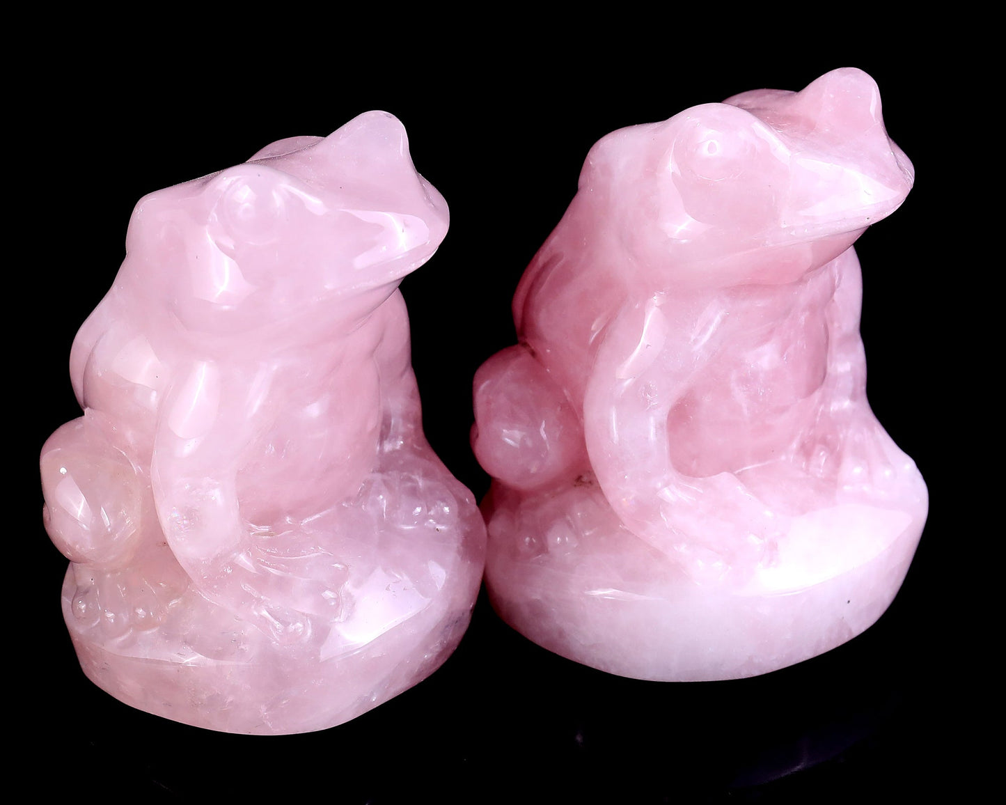 Nicedony Natural Rose Quartz Hand Carved Crystal Frog Sculpture - 2.2"