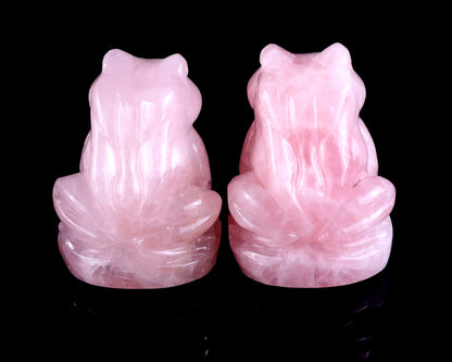 Nicedony Natural Rose Quartz Hand Carved Crystal Frog Sculpture - View 7