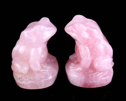 Nicedony Natural Rose Quartz Hand Carved Crystal Frog Sculpture - View 5
