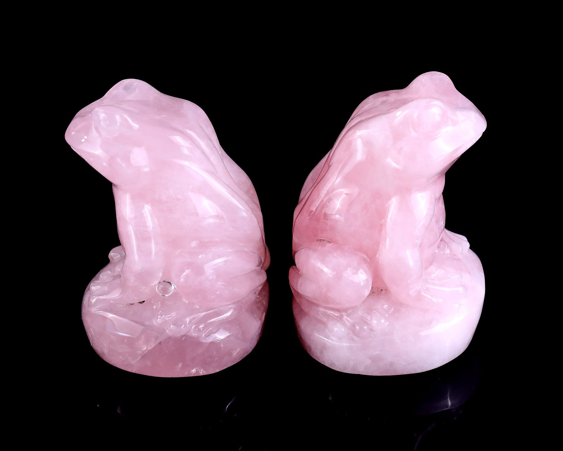 Nicedony Natural Rose Quartz Hand Carved Crystal Frog Sculpture - View 6