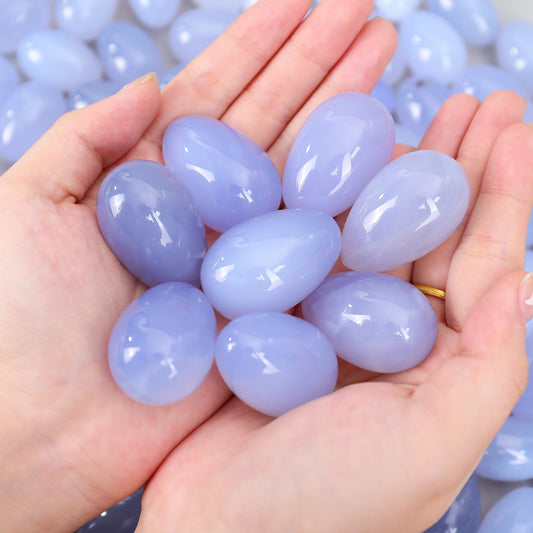 Nicedony Semi-Precious Blue Chalcedony Crystal Crafts Polished Yoni - View 7